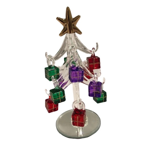 Tabletop Crystal Tree 6", Mirror Accent/ Glass Removable -Present Ornaments - Picture 1 of 8